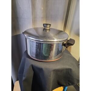 VTG Revere Ware 4 1/2 Qt Stock Pot W/Lid Stainless Steel Copper Clinton USA